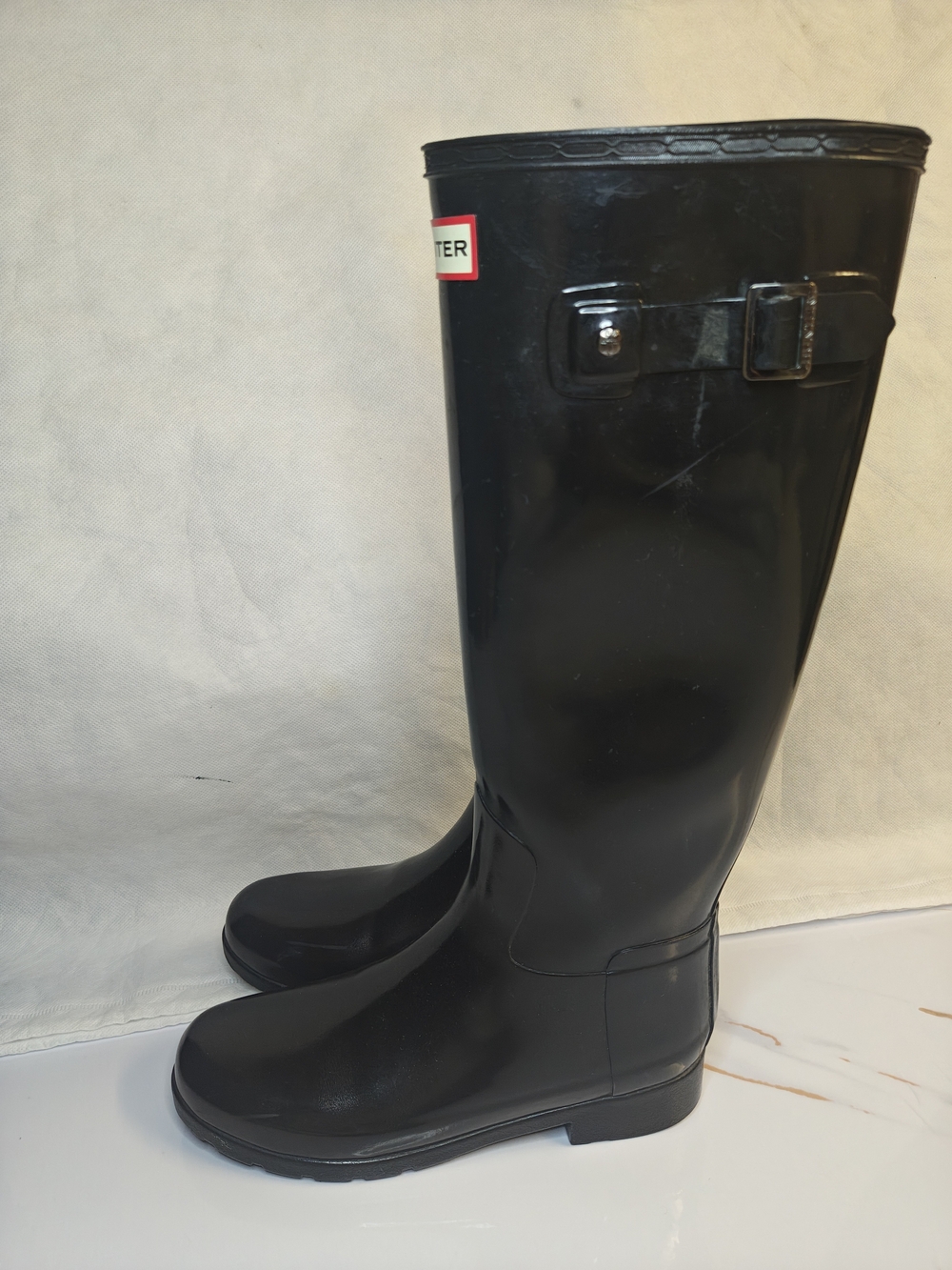 Hunter Glossy Tall Rain Boots - Black - Picture 9 of 16